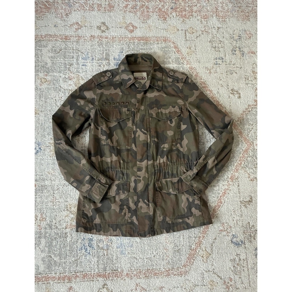 Mudd Camo Utility Jacket Studded Cargo Y2K Festival Utility-Sz M